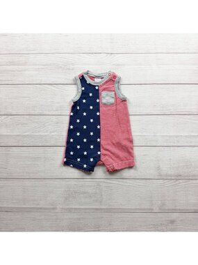 Carter's Baby Sleeveless Romper Stars Stripes Red Blue One Piece 0-3 Months